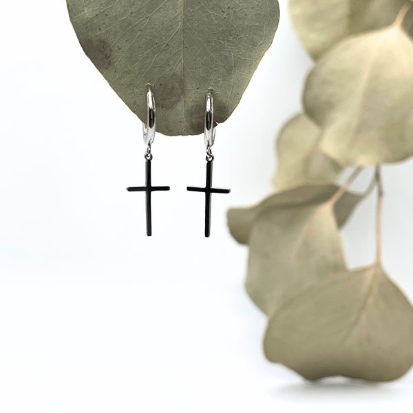 Boucles d'oreilles croix argentées