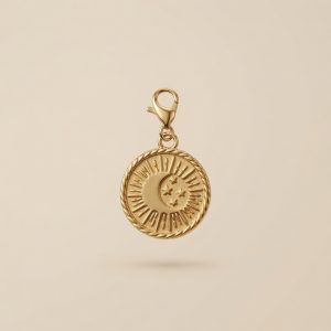 Charm – pendentif rond lune et soleil
