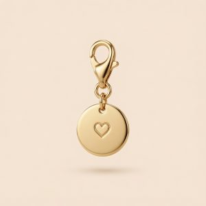 Charm – pendentif rond coeur gravé