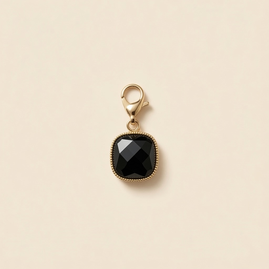 Charm - pendentif doré orné d'une pierre naturelle carrée – Image 2
