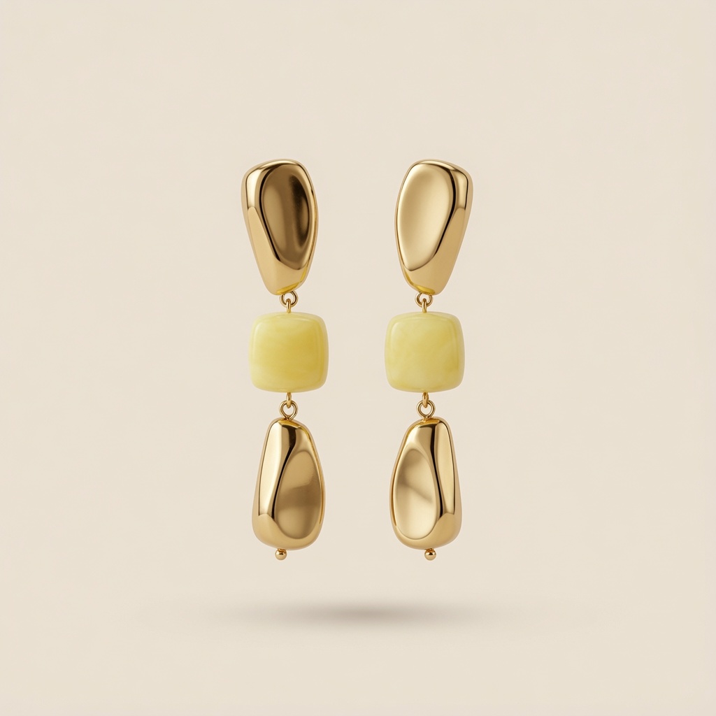 Boucles d'oreilles Sympathique jaunes et dorées