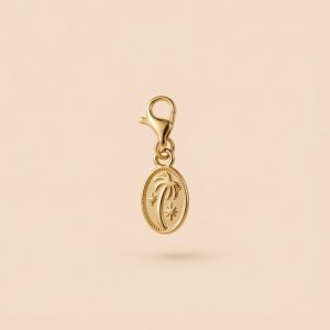 Charm – pendentif oval palmier et étoiles